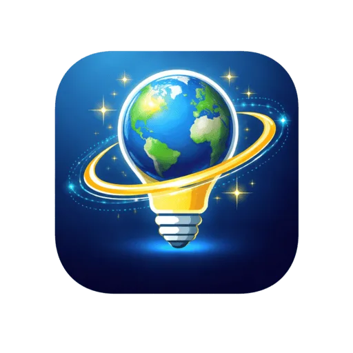 Bright globe inside a lightbulb, symbolizing a logo design concept.