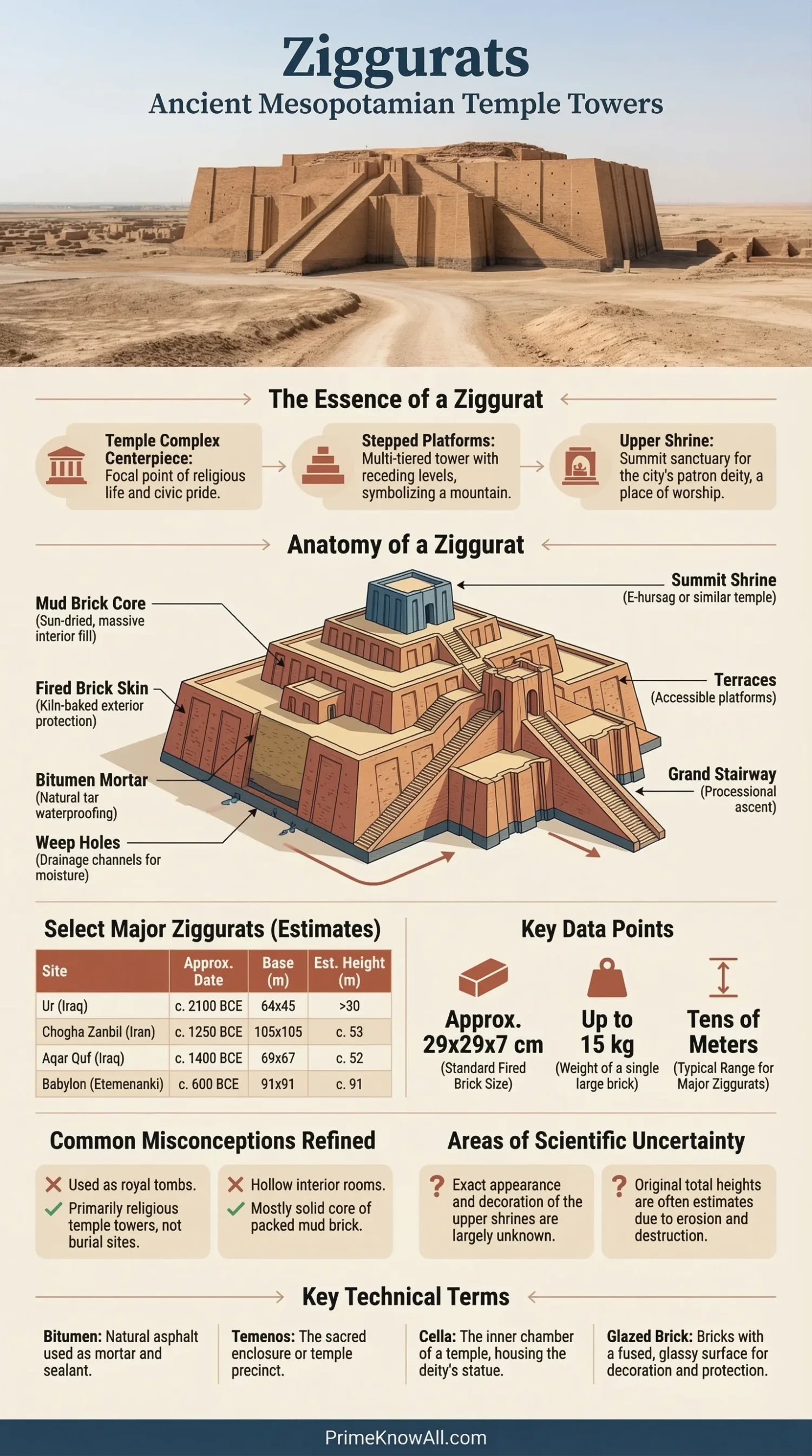 Ancient Mesopotamian ziggurat with layered terraces and a central staircase